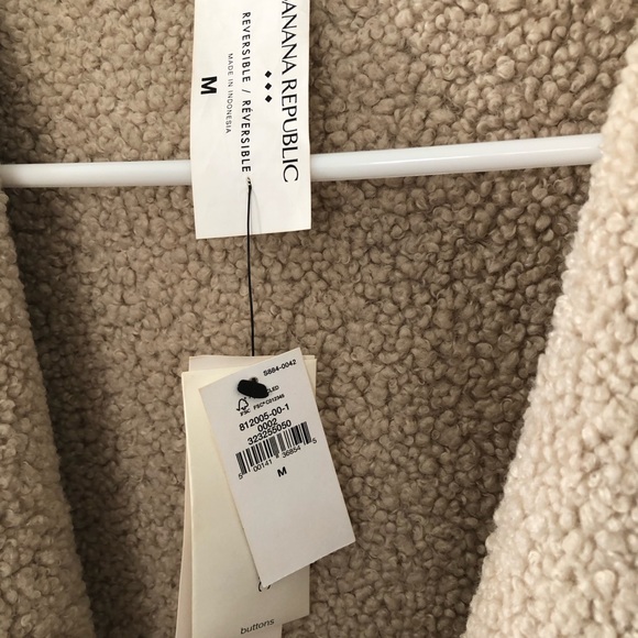 NWT Banana Republic Reversible Sherpa Jacket Cozy Barn Style Size Medium - Picture 8 of 11